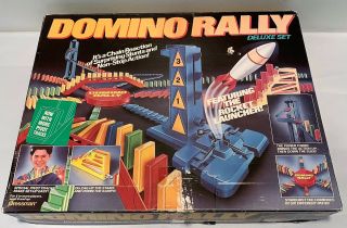 Domino Rally Deluxe Set With Rocket Launcher 1989 Pressman Complete