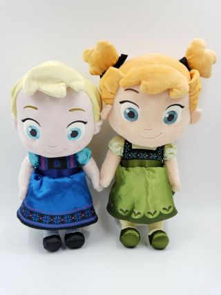 Disney Store Frozen Set Anna And Elsa Toddler Girl 12 " Plush Dolls Stuffed Pair