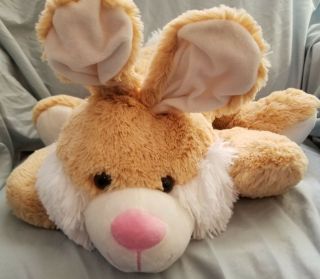 Hugfun Large Tan/brown Bunny Rabbit W/orange Neck Bow Stuffed/plush - 24 "
