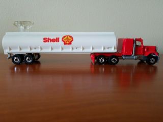 1980 Hot Wheels Diecast Shell Oil Tank Peterbilt Tanker Truck Steering Rig Red