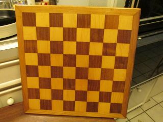 Vintage Handcrafted Handmade Wood Chess Checker Board 18 " X 18 " Walnut Oak