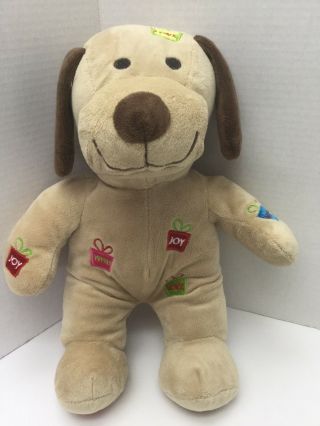 Dan Dee Christmas Dog Plush Stuffed Animal Holiday Gifts Tan Puppy Joy Wish Love