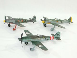 1/72 Three German Fw 190 D Fighter Aces Of Wwii - Very Good Built & Painted
