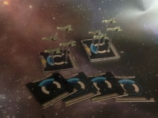 Halo Fleet Battles Unsc Paris Frigates 2 Stands Of 4.  Pro Painted