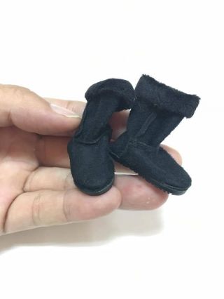 1/6 Scale Mc Toys Female Winter Lady Black Fabric Boot For 12 " Action Figure Use