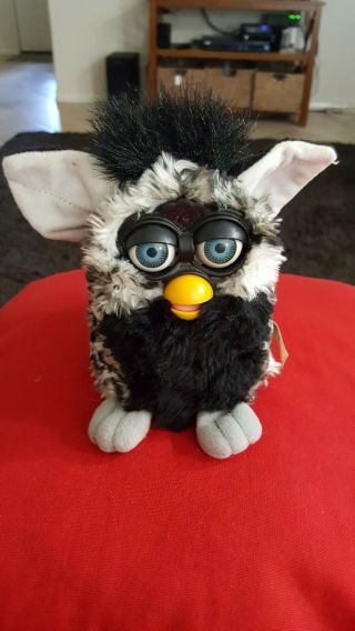 Tiger Furby Babies Collectible Toys 1999 White Black Dots Fur