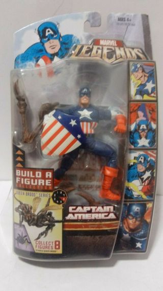 B9 Marvel Legends Brood Queen Series Captain America 6 " Figure W/ Sheild - 2006