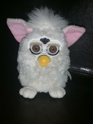 1998 Vintage Furby Electronic Still White With Brown Eyes