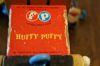 1960 ' s Vintage Fisher Price 999 HUFFY PUFFY 4 pc Wooden Train Set Flawed 3