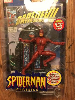 Daredevil From Toy Biz Spiderman Classics Action Figures Series 2 W/ Comic Book