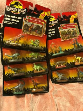 1993 Kenner Jurassic Park Die - Cast Metal Dinosaurs Complete Set Of 7