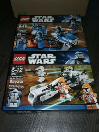 2 Lego Star Wars 7913 & 7914 Clone Trooper & Mandalarorian Battle Packs