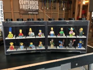 Lego The Simpsons Series 1 Complete Set Of 16 Minifigures W/ Lego Display Cases
