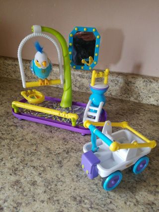 Little Live Pets Cleverkeet Bird With Playground And Cart Talking Singing Blue