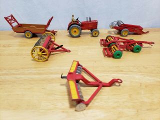 Dinky Toys Massey Harris 27a Tractor With Attachments 320,  321,  322,  323,  324