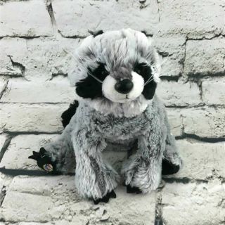 Ganz Webkinz Raccoon Plush Gray White Sitting Stuffed Wild Animal Soft Toy