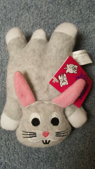 Vtg Crown Crafts Bunny Beanbag Pillow Buddies Babies Gray Bunny Rabbit 1997 6 "