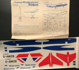 Veb Plasticart 1/100 scale Hawker Siddeley Trident plastic model airplane kit. 2