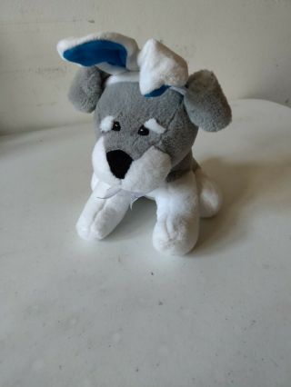 DanDee Gray White Blue Schnauzer Puppy Dog Easter Bunny Ears Bow Plush 4