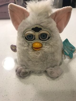 1999 Furby Babies Electronic White Pink Ears Model 70 - 940 Snowy White