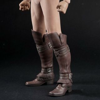 1/6 Brown Rubber Made Leather Boots Long Shoes For 12 " Male Action Figure