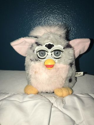 1998 Furby Grey And Pink Black Spots Tiger Electronics Not