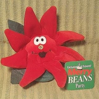 Merry Beans " Purty " With Tag Poinsettia Mini Bean Plush Dandee Eckerd Drugs
