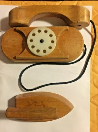 Vintage Community Playthings Rifton Ny Wooden Wood Toy Telephone And Iron