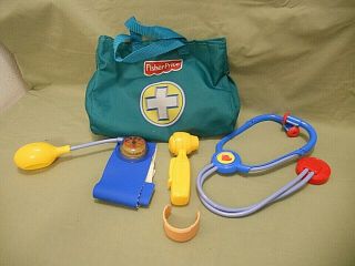 Fisher - Price Dvh14 Plastic Role Play Medical Kit Toy Green Dr Bag Read