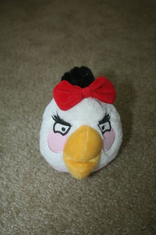 Angry Birds 6 " Matilda White Girl Bird With Red Bow Plush