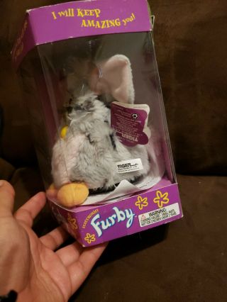 1998 Furby Model 70 - 800 Grey with Pink Ears and Blue Eyes by Tiger Electronics 2