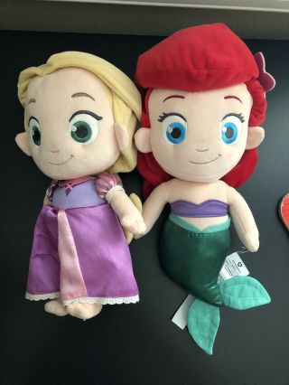 12 " Disney Princess Ariel And Rapunzel Little Mermaid Plush Baby Toddler Doll