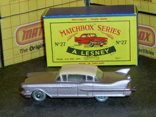 Matchbox Lesney Cadillac 60 Spec 27 cX lilac pink clr win SPW SC6 NM crafted box 3