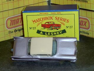 Matchbox Lesney Cadillac 60 Spec 27 cX lilac pink clr win SPW SC6 NM crafted box 8