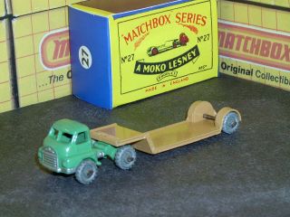 Matchbox Moko Lesney Bedford Low Loader 27 A2 Mw Braces Sc4 Nm & Crafted Box