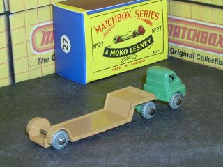 Matchbox Moko Lesney Bedford Low Loader 27 a2 MW braces SC4 NM & crafted box 2