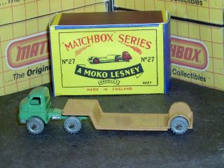 Matchbox Moko Lesney Bedford Low Loader 27 a2 MW braces SC4 NM & crafted box 3
