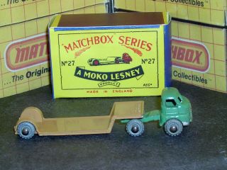 Matchbox Moko Lesney Bedford Low Loader 27 a2 MW braces SC4 NM & crafted box 4