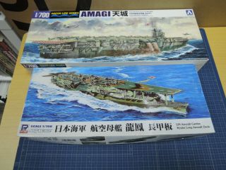 1/700 Pitroad Ryuho (long Deck) And Aoshima Amagi Ijn Carriers