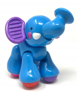 1 Fisher Price Animals BLUE ELEPHANT baby rattle toy replacement 2