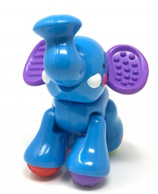 1 Fisher Price Animals BLUE ELEPHANT baby rattle toy replacement 3