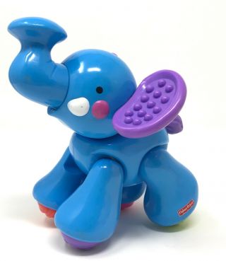 1 Fisher Price Animals BLUE ELEPHANT baby rattle toy replacement 4