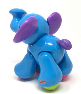 1 Fisher Price Animals BLUE ELEPHANT baby rattle toy replacement 5