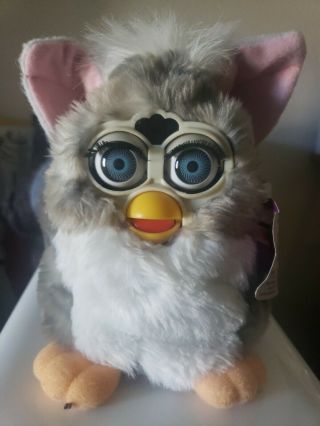 Vtg 1998 Tiger Furby Blue Eyes Grey & White (does Not Turn On) Just The Furby