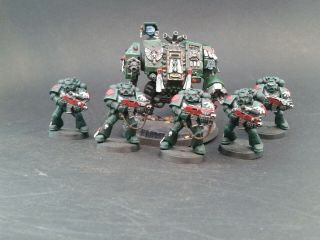 Plastic Warhammer Space Marine Dreadnought Dark Angels And 5 Space Marines Tacti