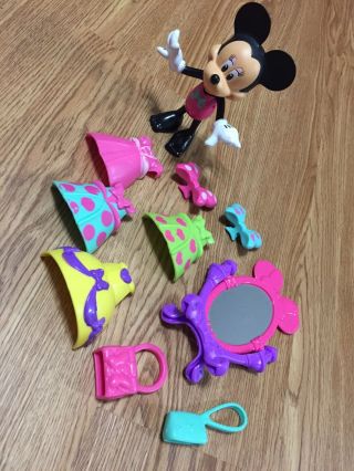 Disney Minnie Mouse Bow - Tique Doll Snap On Dresses & Bows W/ Purses & Mirror