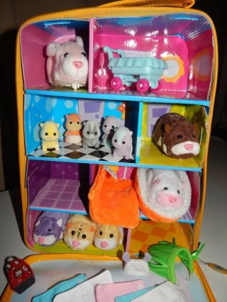 Zhu Zhu Pets Carrying Case Babies Adults Stroller Accessories 5 Hamsters 1 Bunny