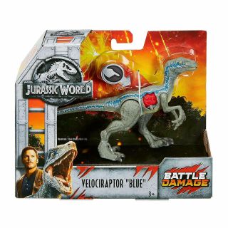 Jurassic World Fallen Kingdom Battle Damage Velociraptor Blue Mattel