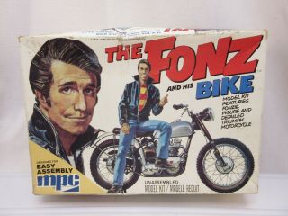 Vintage 1976 The Fonz And His Bike Model Kit Mpc Complete But Ruff