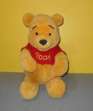 16 " Disney Classic Style Red Shirt Winnie The Pooh Bear Soft Stuffed Plush Lovey